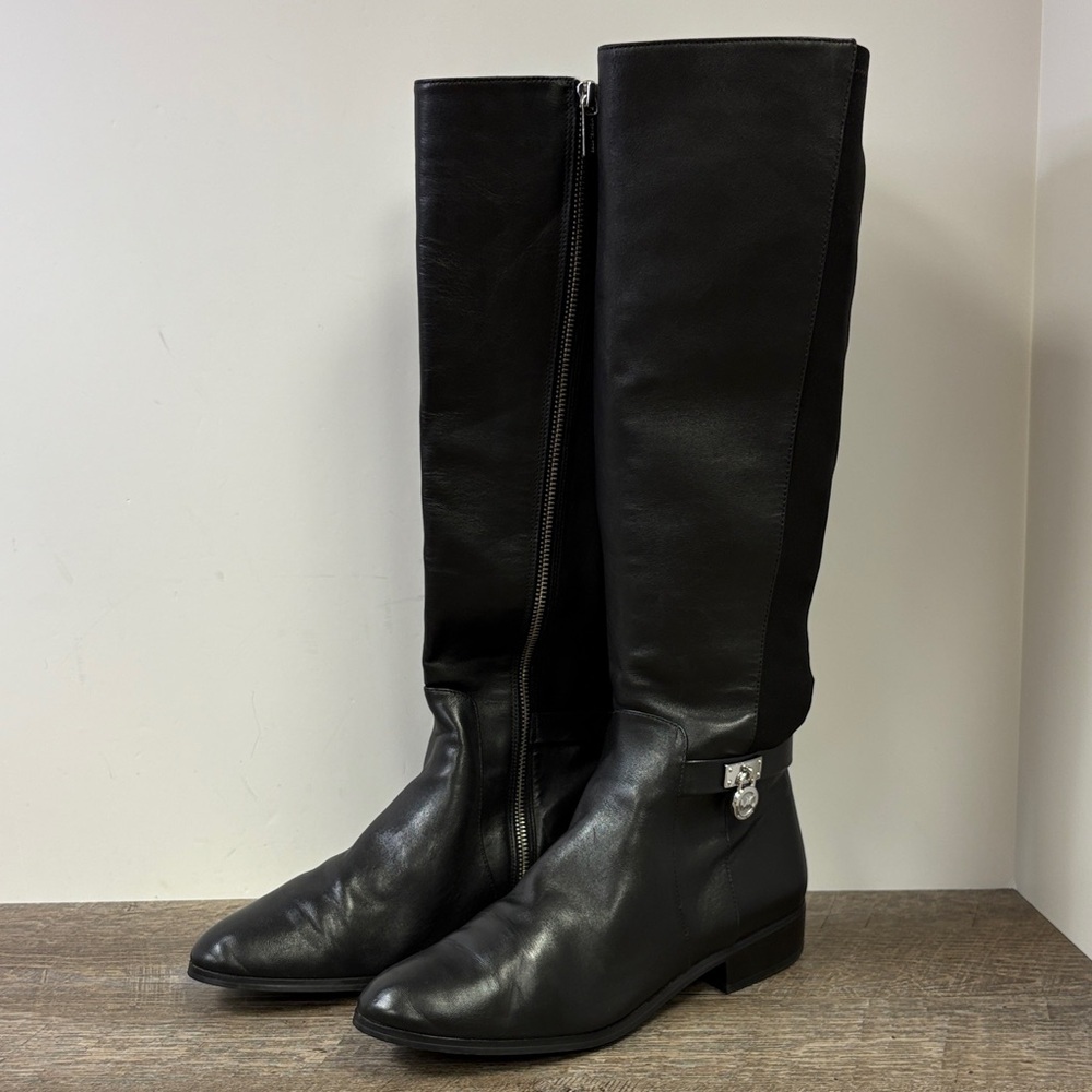 Women’s Michael Kors HAMILTON Stretch Leather Knee High Boots Size 9